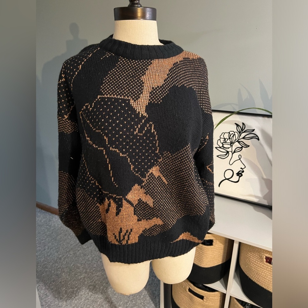 80s vintage copper geometric look sweater